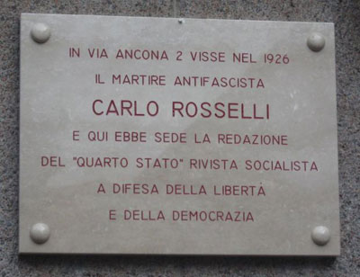Carlo Rosselli, targa in memoria