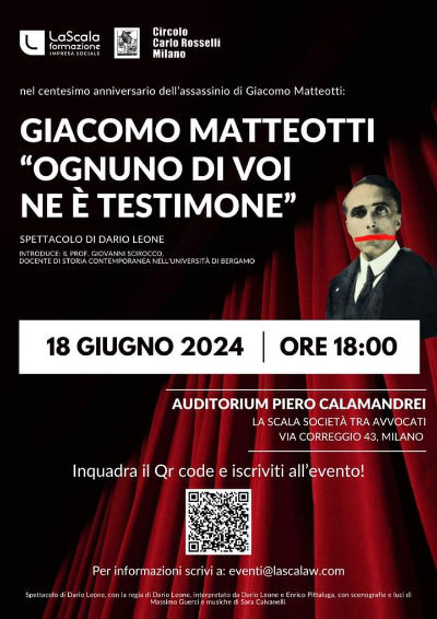 18 giugno 2024 - Giacomo Matteotti Ognuno di voi ne è testimone