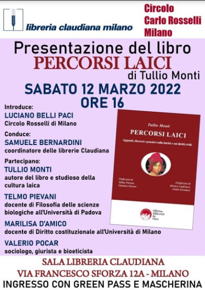 Presentazione del libro Percorsi laici di Tullio Monti